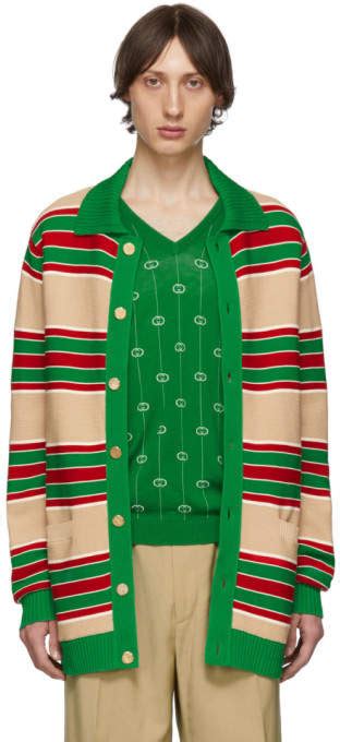 gucci striped cardigan|gucci reversible cardigan.